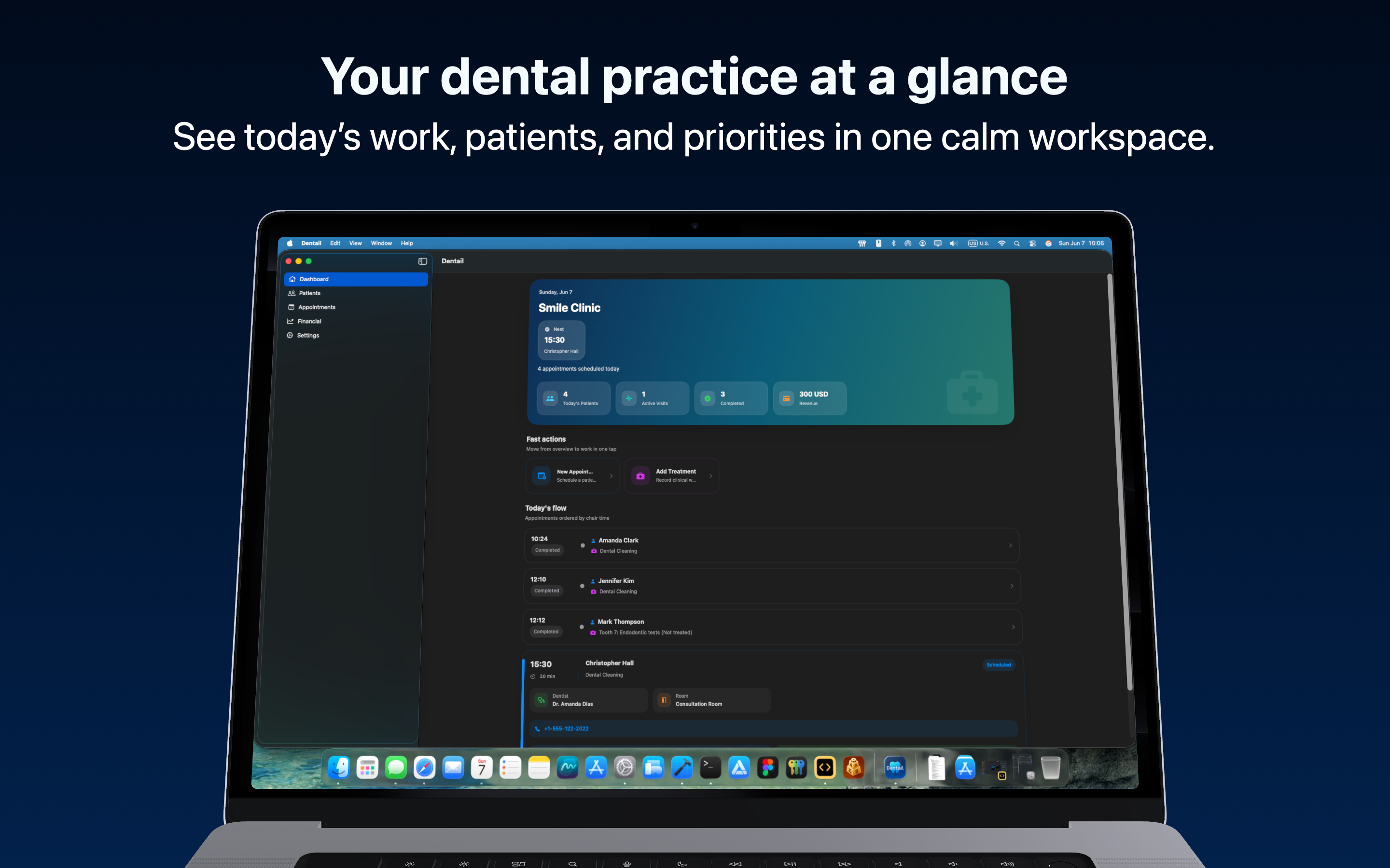 Dentail dashboard on Mac